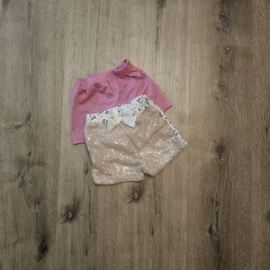 1 Disney Minnie Mouse Pink & Shein Sequin‎ White/Beige Baby Bundle